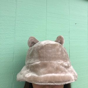 Fuzzy bucket hat with ears